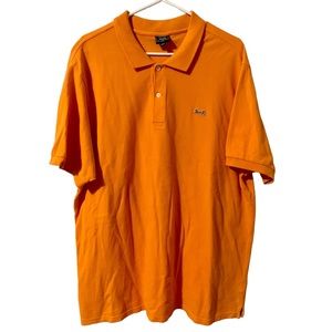 Le Tigre Polo Shirt Men's Large Orange Short Sleeve 100% Cotton Knit Logo 2XL.